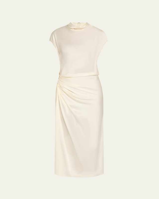 Alma Draped Satin Midi Dress